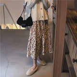 Corduroy High Waist Floral Print Maxi Skirt-Outfit