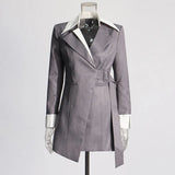 Australian Show Splicing Color Design Suit Suit 2025 New Personality High-End Feeling Buckle Waist Suit Jacket
