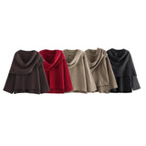 Fongt New With Asymmetric Scarf Short Loose Knit Coat