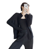 Fongt Folds 2025 Summer New Coat Pop Loose Thin Folded Shirt Cardigan Woman