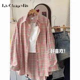 Fongt Blue Shirt Coat Women's Top 2025 Spring And Autumn New High-End Feel French Chic Loose Plaid