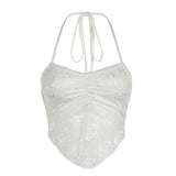 Sexy, Delicate Rose Neckline With Lace Halter Top With A Bare Back To Wear A Light-Colored Blouse.-Outfit