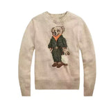 Fongt Autumn Explosion Wool-Blend Cartoon Bear High Quality Autumn And Winter Sweater Female Blue Collar Casual Knitting