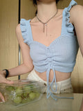 Fongt Rope Sling Sling Slings Small Vest Women's Summer 2023 New Fashion Umbilical Wrinkles Wearing Sleeveless