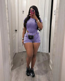 Fongt New Women's Casual Wash Jumpsuit Shorts Suit-Outfit