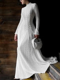 Fongt Temperament Dress Women's New Spring 2025 New Standing Collar Mesh Half-Perspective High-End Long Sleeve Swing