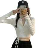 Fongt Strapped Sweater Cardigan Woman Spring 2023 New Hot Girl Exposed Umbilly Knitted Blouse Outside