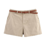 Fongt Homemade New Women's Oceaned Cheesy With Belt Casual Shorts 2943898