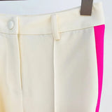 QUALITY Newest 2023 Designer Runway Set Women's Star Style Single Button Color Block Blazer Flare Pants