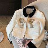 Quality French Vintage Small Fragrance Tweed Jackets For Women 2024 Autumn Winter Fashion Bow Patchwork Coat Luxury