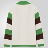 Fongt Men's Knitted Shirt Loose Color Knitted Jacket Thick Knit Sweater Man