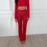 High Waist Sheer Lace Pants-Outfit