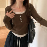 Fake Autumn Blouses With Slim Underwear, Long Sleeves And Short T-Shirts-Outfit