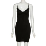 Fongt Summer Fashion Trend Women's New Sling Lace-Side Hip Repair Slimy Dress