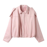 Fongt Spring Pilot Jacket Bat Sleeve Zipper Loose Tuffen Jacket Women's Casual Jacket