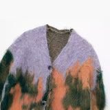 New Landscape Pattern V-Collar Loose Knitted Coat Coat 2893116-Outfit