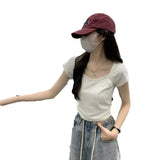 Fongt Short-Sleeved T-Shirt Women's Wear 2024 New Thin Temperament Summer Leisure Versatile Students Short