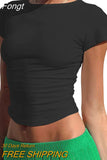 Women Harajuku Clothes Crop Tops Summer 2023 Short Sleeve Solid Color y2k T-shirts Retro Clothing Women Tube Tops