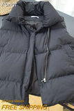 Women's Vest Stand Collar Zipper Sleeveless Padded Puff Jacket Overcoat Solid Color Loose Drawstring Waistcoat Vest