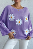 Fongt Embroidered Flower Women's Clothing 2025 New Loose One-Word Shoulder Jacket Sweater