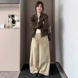 Fongt Languid Wind Kaqi High-Waisted Loose-Legged Slack Pants Women's New Design Sense Of Drag Floor Long Pants