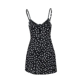 Brand New Women Party Lace Flower Backless Mini Dress Summer Sexy Sling Spaghetti straps Deep V Neck Wedding Club