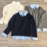 Fongt Wearing A Fake Two Sweaters Women's Autumn And Winter Design Shirt Folded Gray Knitted Shirt