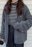 Letter Print Zip-up Jacket-Outfit