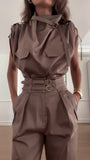 Fongt 2023 Summer New Personality Shoulder System Shows A Thin Waist Belt Decorative Pants Suit-Outfit