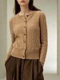 Fongt Elegant Knitted Autumn And Winter Button Sweater Sesame Women's Clothing