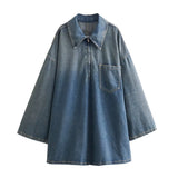 New Denim Loose Single Bag Decorated Short Dress 3607282-Outfit