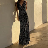 Fongt Summer New Sexy Temperament Lace Splice Wave Dot High Waist Slim Dress