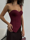 Fongt Babes Irregular One-Shoulder Sling Vest Women In The Spring And Summer New Belt Strap Belt Tight Vest