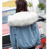Fongt Coat Cotton-Padded Clothes 2024 Winter Velvet New Cotton-Padded Clothes Loose Korean Version Of Cowboy Fur Collar Thick Coat
