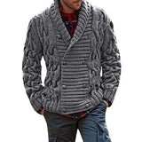 Fongt New Men's V-Neck Double Breasted Thick Knit Cardigan
