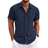 Fongt Men's Linen Short-Sleeved T-Shirts For Free-Fitting Sweatshirts For Men's Short-Sleeved Cotton Shirts Beach Plus-Size Men's Short-Sleeved