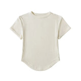 Trendy Women's Basic Short-Sleeved T-Shirt Summer Spicy Girls Small Round Collar Short Style Thin Tight Blouse-Outfit