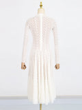 Fongt Temperament Dress Women's New Spring 2025 New Standing Collar Mesh Half-Perspective High-End Long Sleeve Swing