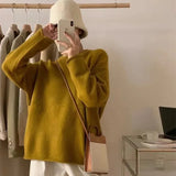Fongt New 2023 Autumn And Winter Of 2023 Korean Curly Edge Casual Simple Pure Color Round Collar Sweater Women's Fashion Versatile Knit Top-Outfit