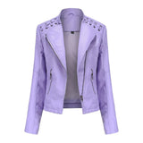 Autumn Ladies Motorcycle Leather Jackets Women Turn-down Collar Zipper Slim Black Moto & Biker Jacket Female