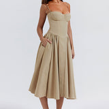 Fongt Women's French Elegant Retro Style Dopamine In A Sling Winter Dress