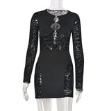 Sexy Zebra Print Cut Out Mesh Transparent Women Mini Dress for Beach Holiday Night Club Goth Party Bodycon Pencil Shorts