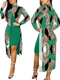 New Women's Wear 2023 Fashion Split Printing 2-Piece Set-Outfit