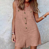 V Neck Sleeveless Rompers 2022 ZANZEA Summer Women Short Playsuits Casual Solid Loose Jumpsuits Beach Overalls