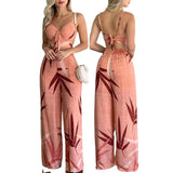 Fongt Set Of Women's Personality Temperament Straight Trousers Sexy Top Fashion Casual Set
