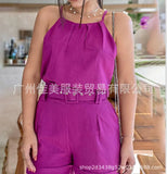 New Women's Wear Wish Cotton / Polyester Solid Color Leisure Sling Suit Shorts From Stock-Outfit
