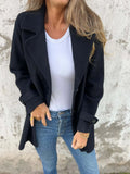 Fongt Autumn And Winter New Women's Wool Coat Casual Loose Collar Fake Pocket Open Shirt