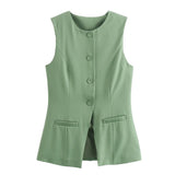Fongt And Summer New High-Rise Thin Sicilian Vest Wearing Loose Shorts Two Sets