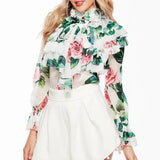 TWOTWINSTYLE Perspective Tops Female Bowknot Flare Long Sleeve Ruffle Shirt Blouse Women Korean Fashion Clothes 2020
