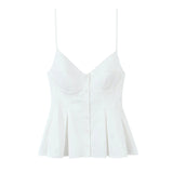 Fongt Buckle Swing 2025 Wide Short Female Vest Open Back Sexy Sling Skirt V-Neck Summer